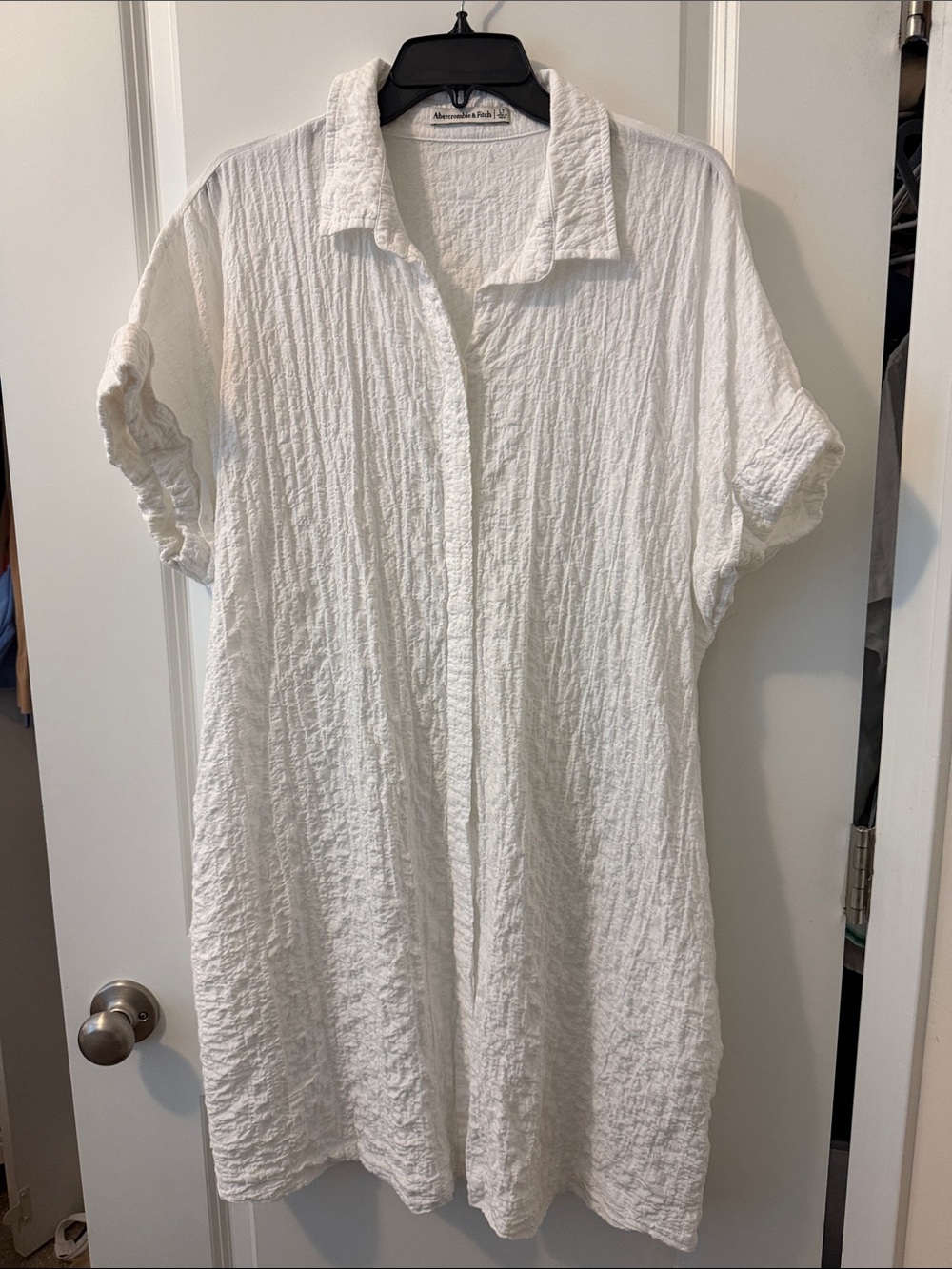Abercrombie & Fitch White Textured Button-Front Tunic